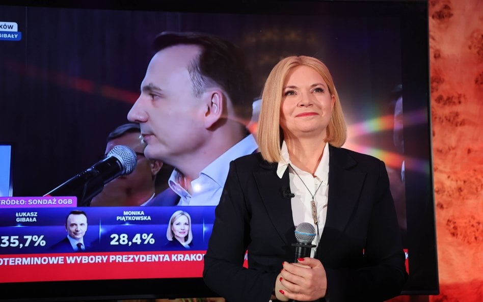 Monika Piątkowska, kandydatka KO i PSL na prezydenta miasta Monika Piątkowska podczas wieczoru wybor