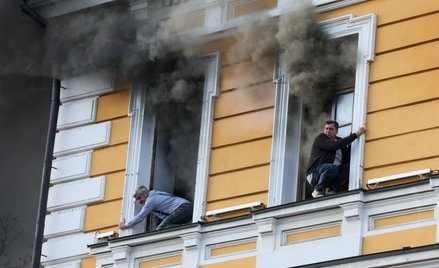 Atak drona na centrum Kijowa. Płonie budynek Narodowej Akademii Nauk