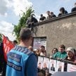 Protest podczas eksmisji komorniczej na Osiedlu Maltańskim