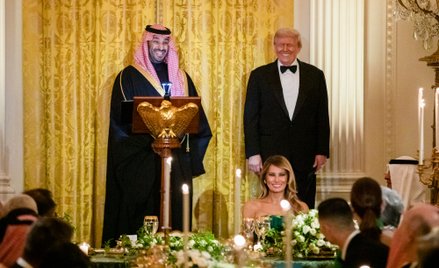 Prezydent USA Donald Trump, Melania Trump i Mohammed bin Salman, następca tronu Arabii Saudyjskiej, 