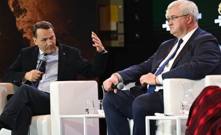 Radosław Sikorski  i  Andrij Sybiha  podczas 5. edycji PISM Strategic Ark w Warszawie, 12 maja 2026