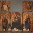 Pięć zachowanych części obrazu „Polittico di San Gregorio” Antonella da Messiny z 1473 roku. Trzy z 