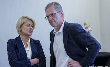 Andżelika Borys i Andrzej Poczobut podczas spotkania w Białymstoku