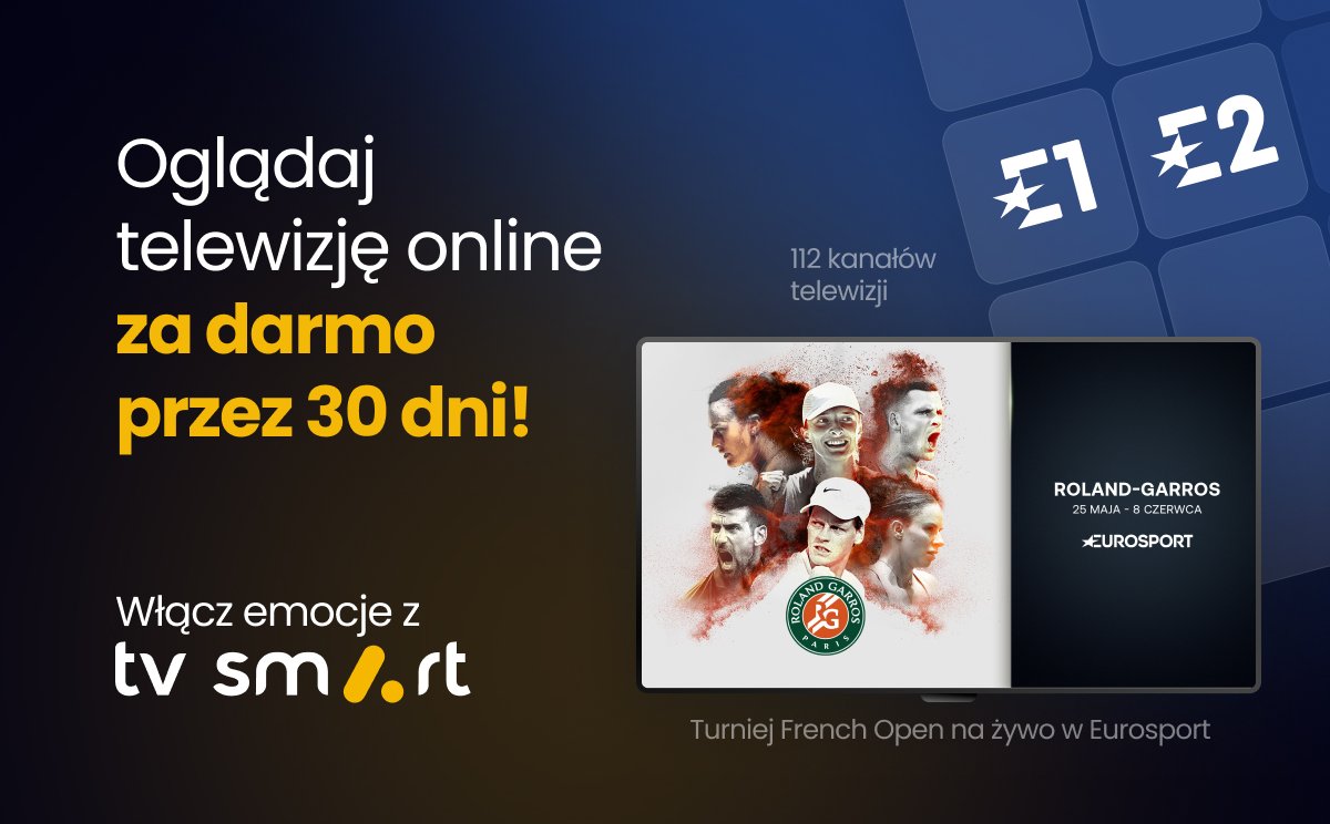 Transmisje French Open w TV Smart przez miesiąc za darmo