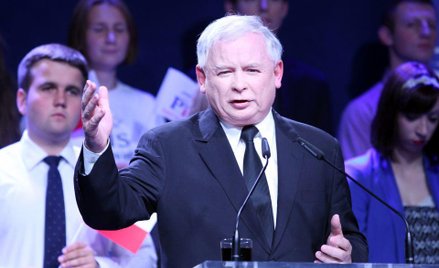 Jarosław Kaczyński podczas konwencji wyborczej w Krakowie 18 maja