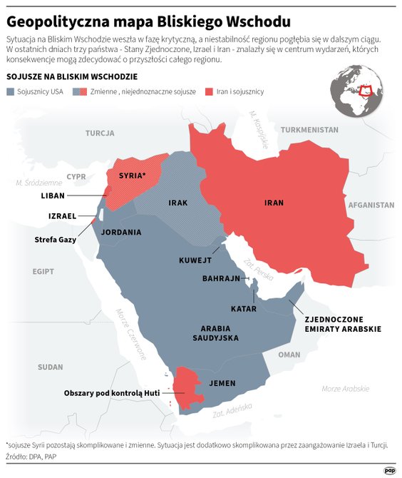 Geopolityczna mapa Bliskiego Wschodu