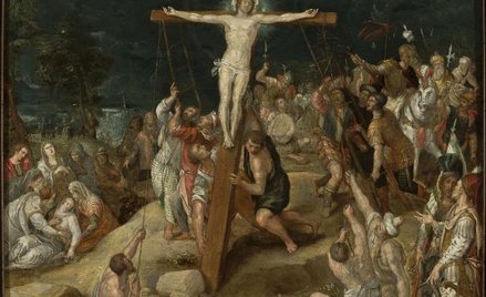 „Podniesienie Chrystusa na krzyżu” – obraz Christopha Schwarza (około 1548–1592) ze zbiorów Muzeum N