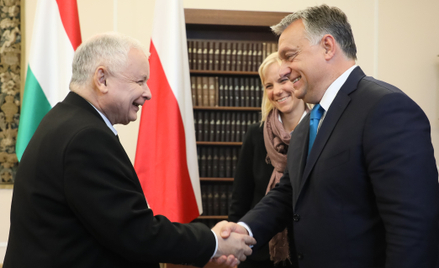 Prezes PiS Jarosław Kaczyński i premier Węgier Viktor Orban podczas spotkania w Sejmie