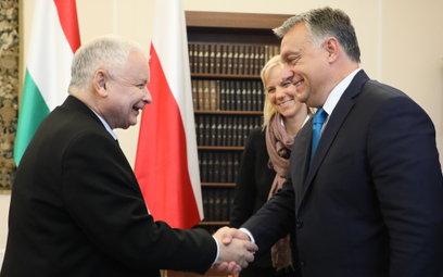 Prezes PiS Jarosław Kaczyński i premier Węgier Viktor Orban podczas spotkania w Sejmie