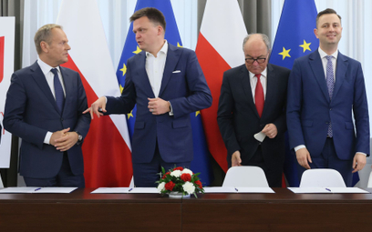 Donald Tusk, Szymon Hołownia, Włodzimierz Czarzasty i Władysław Kosiniak-Kamysz