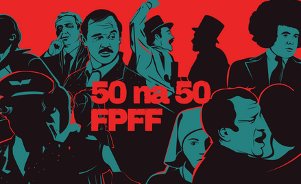 50/50 plakat przęglądu na pięciolecie Festiwalu Polskich Filmów Fabularnych