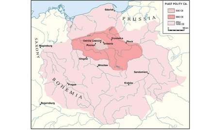 Rozwój terytorialny pierwszego państwa piastowskiego. Źródło: PNAS