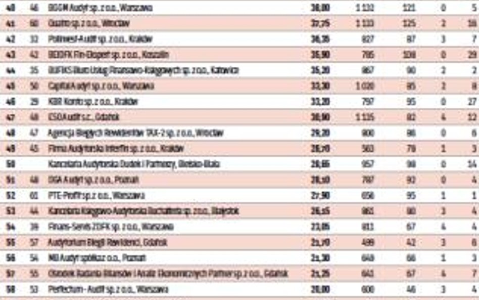Ranking najlepszych firm audytorskich cd.