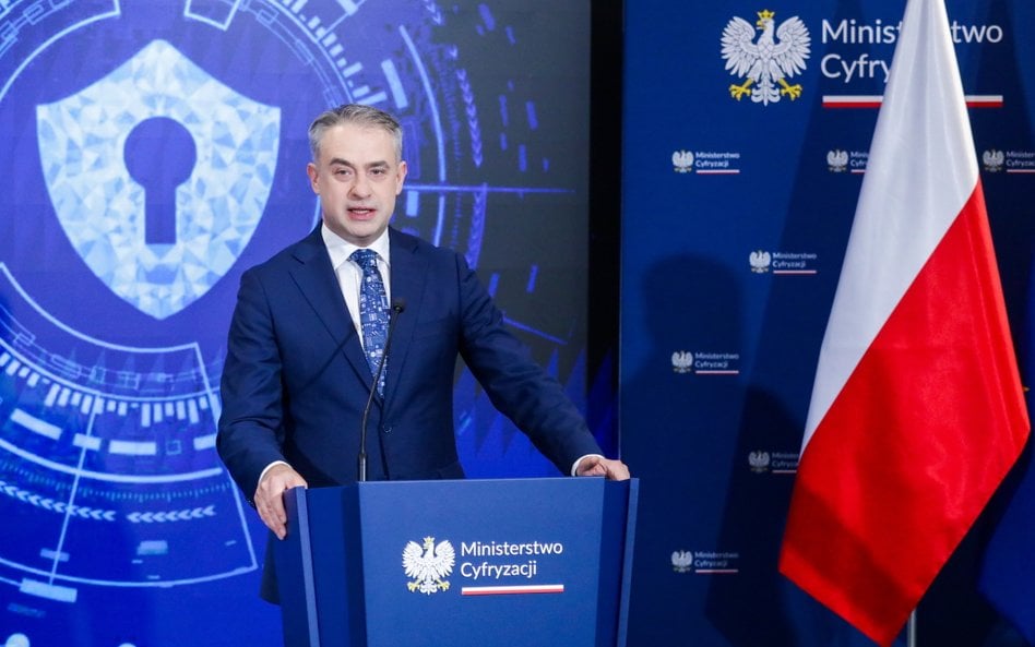 Wicepremier, minister cyfryzacji Krzysztof Gawkowski podczas konferencji prasowej „Nowy wymiar bezpi