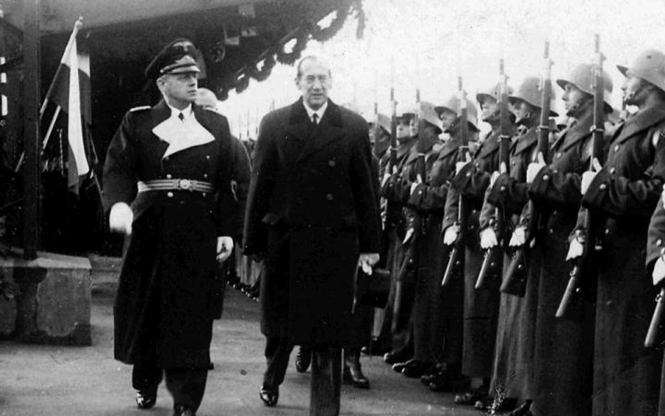 Wizyta w Warszawie, styczeń 1939 r. Minister Joachim von Ribbentrop w towarzystwie Józefa Becka