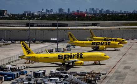 Samoloty Spirit Airlines na międzynarodowym lotnisku Fort Lauderdale-Hollywood (FLL) w Fort Lauderda