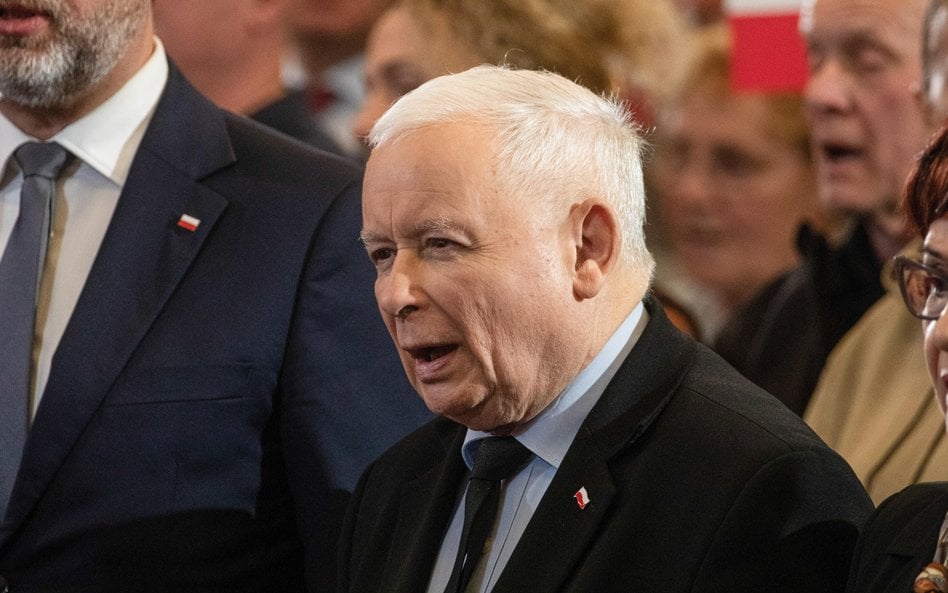 Prezes Prawa i Sprawiedliwości Jarosław Kaczyński podczas wizyty we Wrocławiu