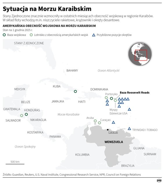 Sytuacja w rejonie Morza Karaibskiego (stan na 1 grudnia)