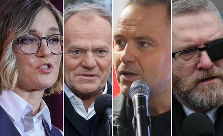 Magdalena Biejat, Donald Tusk, Karol Nawrocki, Grzegorz Braun