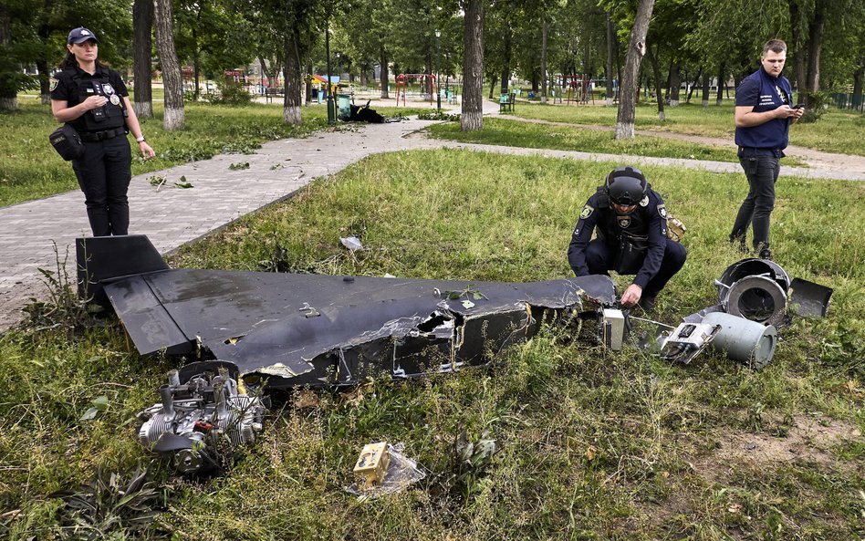 Szczątki rosyjskiego drona typu Szahid. Charków, 4 czerwca 2025 r.