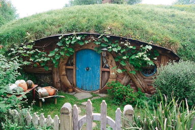 Domki zamieszkiwane przez hobbitów. Można je zwiedzać w okolicy Matamata.