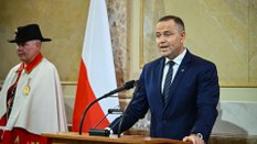 Karol Nawrocki  podczas spotkania z członkami Szwajcarskiej Rady Federalnej w siedzibie Parlamentu K