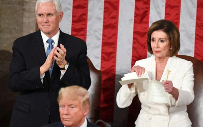 Nancy Pelosi, liderka demokratycznej większości i spikerka w Izbie Reprezentantów podarła kopię mowy