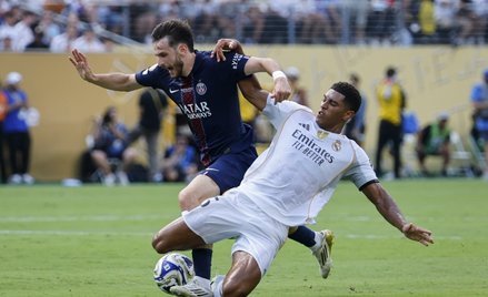Jude Bellingham i Khvicha Kvaratskhelia w meczu Paris Saint-German kontra Real Madrid w New Jersey