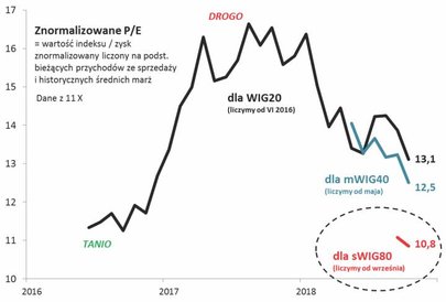 Rys. 1. Małe spółki są zdecydowanie najtańsze wg metodologii zysku znormalizowanego