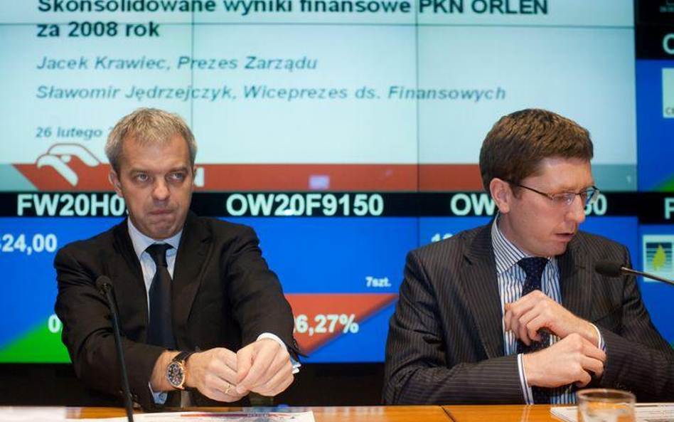 Od lewej prezes PKN Orlen Jacek Krawiec i Sławomir Jędrzejczyk, wiceprezes spółki ds. finansowych