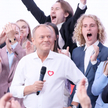 Donald Tusk podczas wieczoru wyborczego Koalicji Obywatelskiej 9 czerwca w Warszawie. Zwycięstwo nad