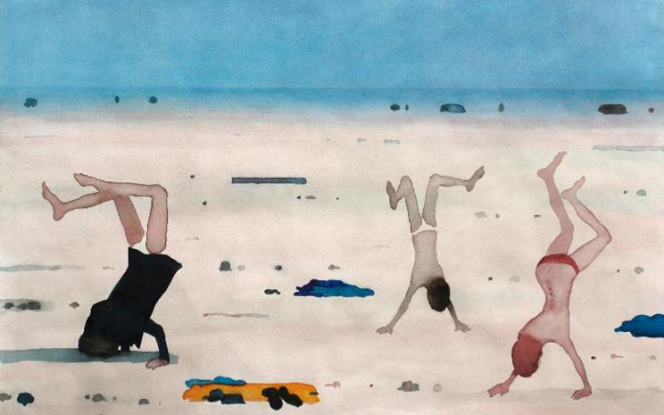 „Chłopcy na plaży”, akwarela, 1999