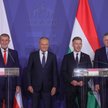 Premier Donald Tusk, premier Republiki Czeskiej Andrej Babis, premier Słowacji Robert Fico i premier