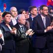 Byli premierzy Beata Szydło, Jarosław Kaczyński i Mateusz Morawiecki w czasie konwencji wyborczej An