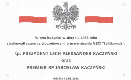 Odsłonięcia tablicy nie będzie. Brak zgody Kaczyńskiego