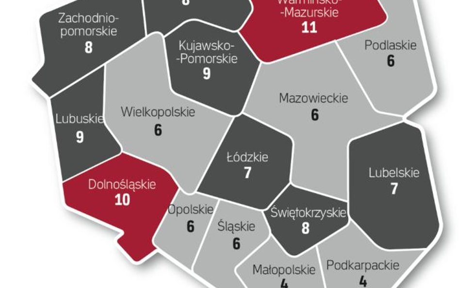 Najczęściej z alimentami zalegają mieszkańcy województwa warmińsko-mazurskiego i dolnoślaskiego.