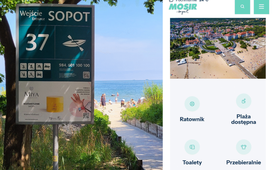 Dzięki kodowi QR na tablicy można dowiedzieć się więcej o samej plaży