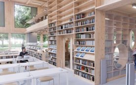 Wnętrze projektowanej Ursynoteki zaproponowane przez architektów z DRESLER Studio