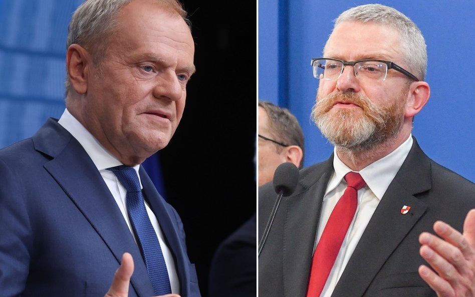 Donald Tusk i Grzegorz Braun