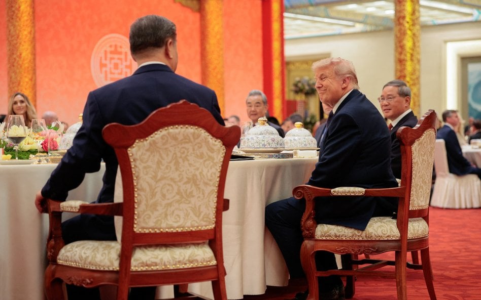 Donald Trump podczas bankietu państwowego w Wielkiej Hali Ludowej w Pekinie
