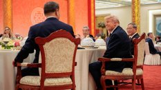Donald Trump podczas bankietu państwowego w Wielkiej Hali Ludowej w Pekinie