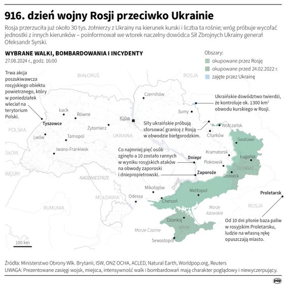 Tak wyglądała sytuacja na froncie w 916 dniu wojny