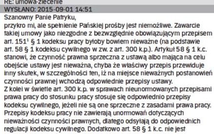 Przykład wymiany korespondencji służbowej