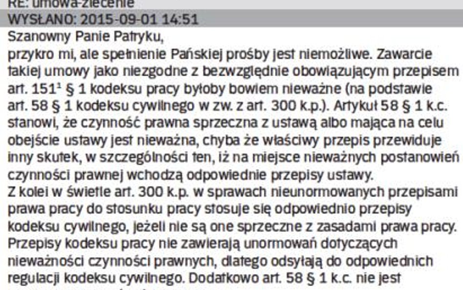 Przykład wymiany korespondencji służbowej