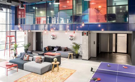 Powierzchnie wspólne w akademiku BaseCamp w Łodzi.