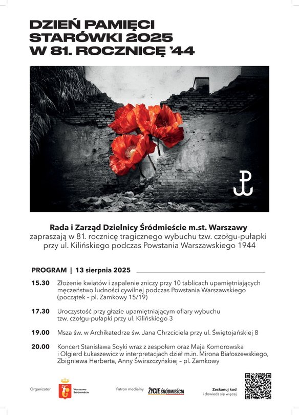 Plakat obchodów Dnia Pamięci Starówki w 81. rocznicę wybuchu Powstania Warszawskiego