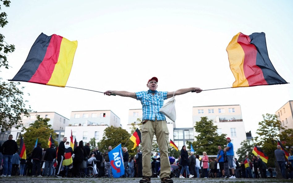 Wiec wyborczy skrajnie prawicowej partii Alternatywa dla Niemiec (AfD), przed wyborami do władz Berl
