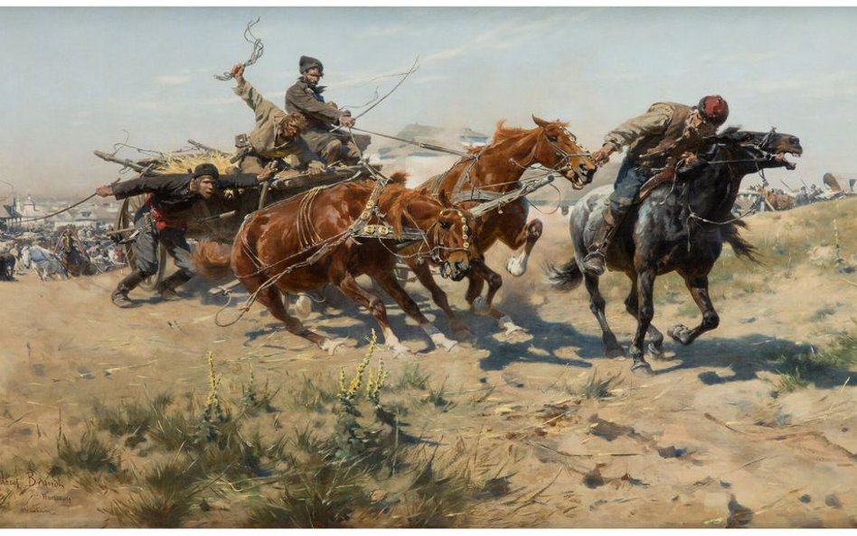 Józef Brandt "Powrót z targu" (1880) - obraz licytowany na aukcji Desa Unicum w Warszawie 21 czerwca