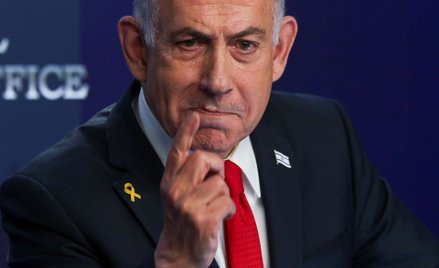 Beniamin Netanjahu na konferencji prasowej w Jerozolimie, 21 maja