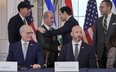 Sekretarz stanu USA Rubio, doradca Departamentu Stanu Holler, ambasador Izraela w USA Leiter i ambas